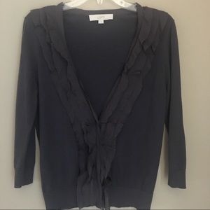 Ruffle Front Cardigan Sweater Dusty Purple EUC Med